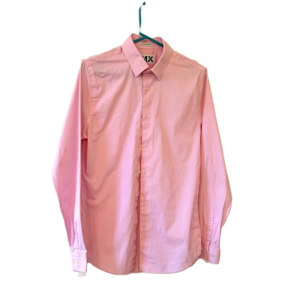 Extra Slim Fit Men's Pink Button-Up Shirt. 1MX